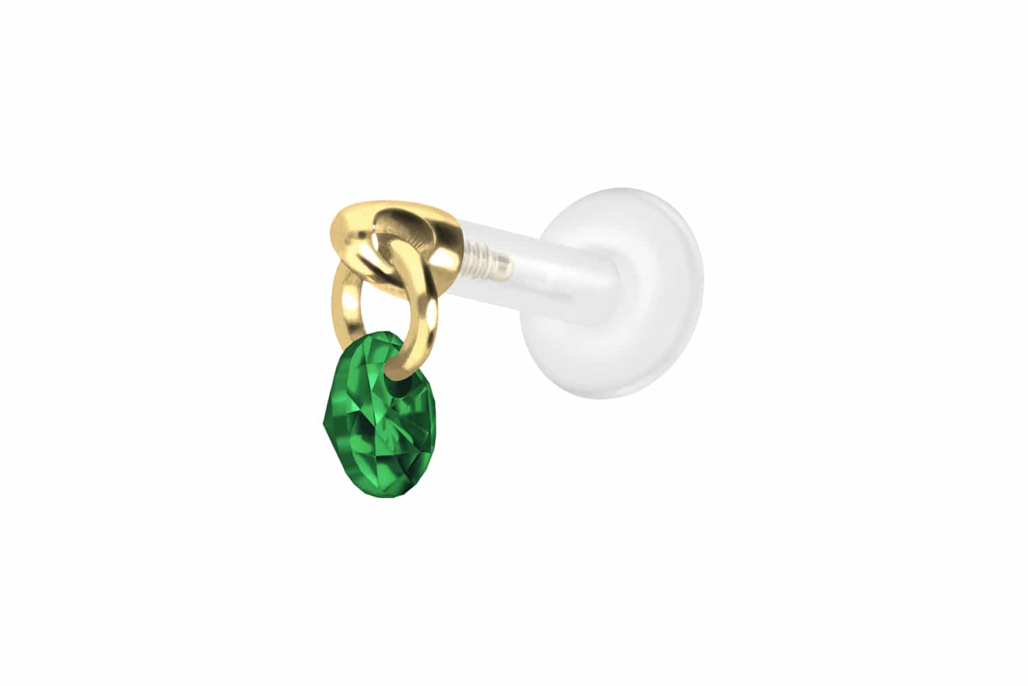 PTFE Labret Piercing mit Innengewinde + Titan-Aufsatz RUNDER KRISTALL